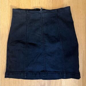 Free People Black Denim Skirt